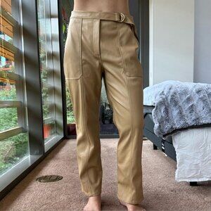 Jonathan Simkhai Tan Faux Leather Trousers with Belt